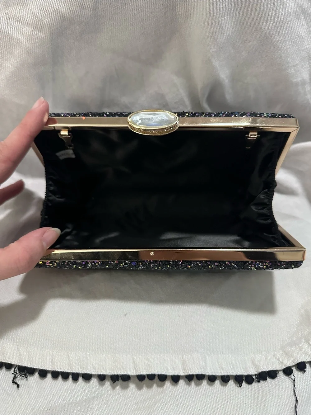 Sparkle Evening Clutch in Black Glitter